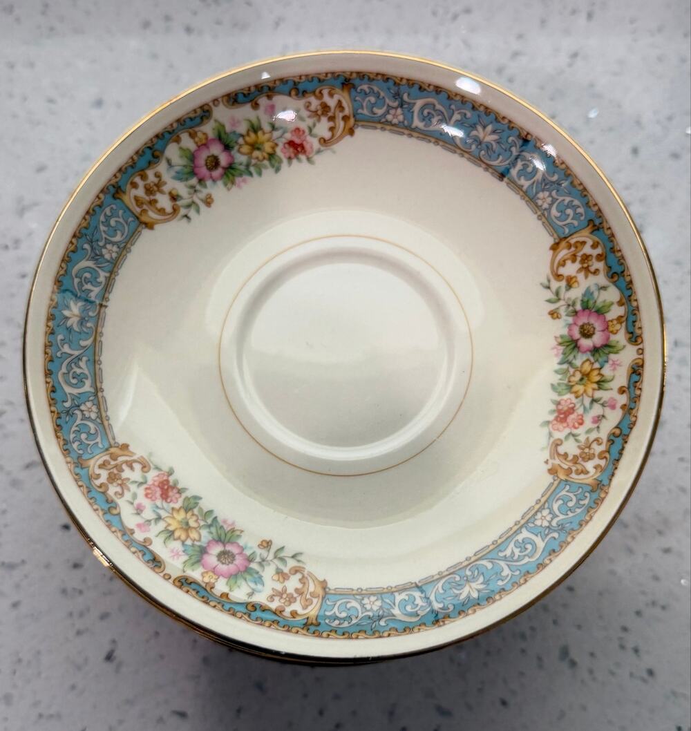 Homer Laughlin Blue Dawn Saucers - Floral Nautilus Set of 12
